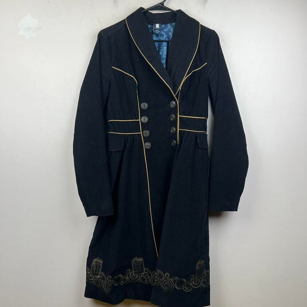 BBC Dr Doctor Who Trench Coat Tardis Long Black Corduroy Coat Cosplay Size S
